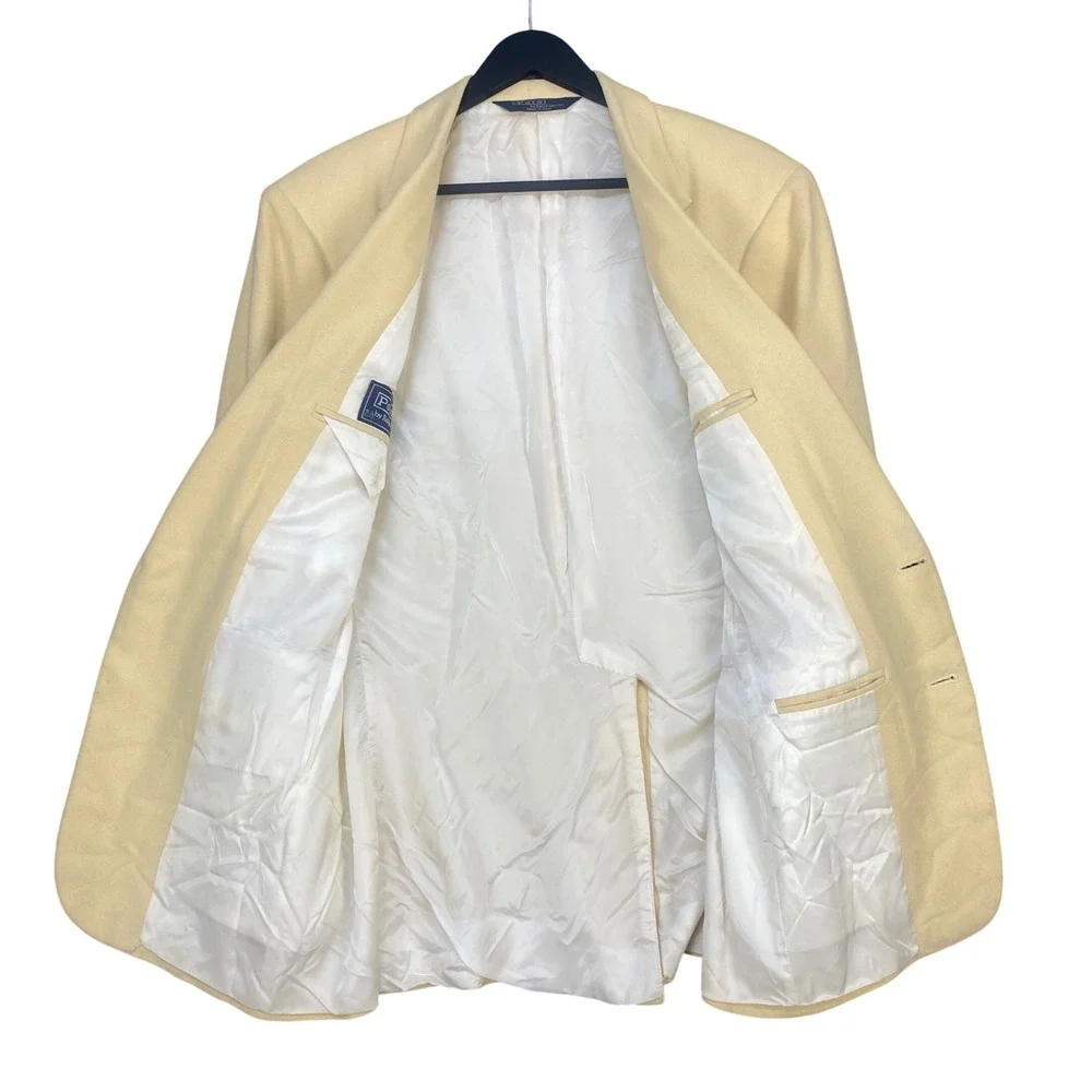 VTG Polo Ralph Lauren Sport Coat 39R Hopsack Cream Cashmere Blend USA NEW